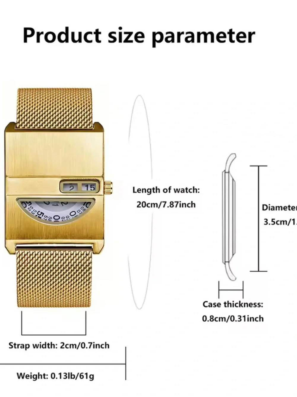 Gold Geometric Mesh Watch | Minimalist Luxury Style | Statement Timepiece